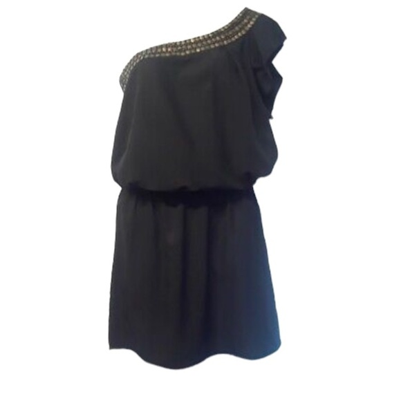 ANGIE One Shoulder Studded Tunic Dress - Picture 1 of 7